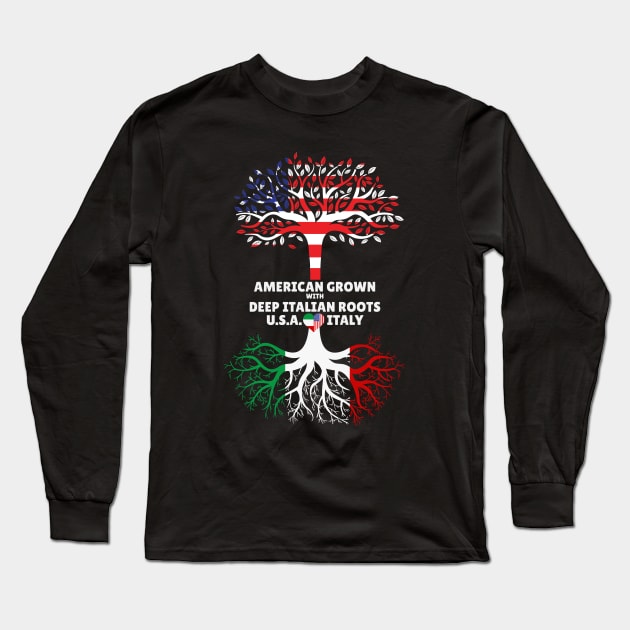 American Grown With Deep Italian Roots Italy Heart USA Long Sleeve T-Shirt by Rosemarie Guieb Designs